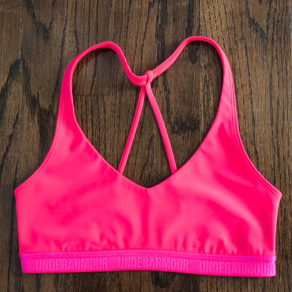 Neon Pink Under Armor Sports Bra